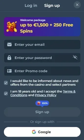 Registratie- en inlogscherm van Gigaspinz met e-mailadres